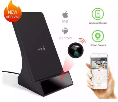 WIRELESS CHARGER Wi-Fi CAMERA IR (Model: IQUNWC201 Item#002809)